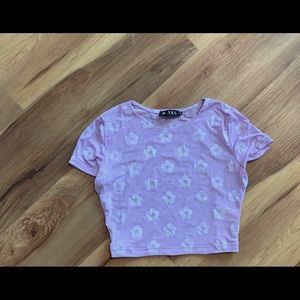 MOTEL purple floral mesh crop top
